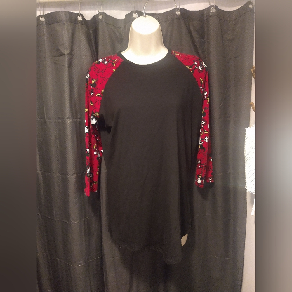 Black and Red Disney Raglan Sleeve Top
